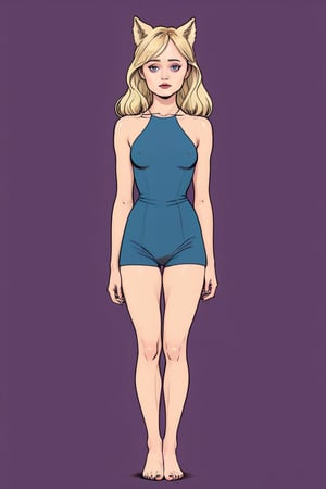 ella purnel ware wolf , full body, beatiful woman, slim body, random long blonde hairstyles , (feminine pose) , (in the combined style of Mœbius and french comics), (minimal vector:1.1), simple background,ella_purnell,monster