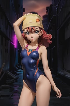 RD wearing swimsuit, posing at a dark alley, high detail, masterpiece