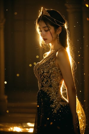 elegant Egyptian queen dress, in an ancient temple, glowing hieroglyphs, magical, fantasy, dreamy. shallow depth of field, vignette, highly detailed, high budget, bokeh, cinemascope, moody, epic, gorgeous, film grain, grainy, cinematic film, alive.