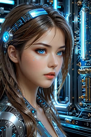 Masterpiece ,beautiful girl repairing a quantum computer, large ultra detailed technical parts, complex structures, ultra detailed shiny reflections, future style, detailed cinematic effects, ultra detailed reflections, ultra animated detailed digital art, beautiful realistic face, beautiful eyes, perfect focus, highest possible resolution, by Tokaito
,mad-cyberspace