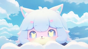big white clouds moving in a light blue sky, very luminous, 8k, realistic, fluffy, soft,kawaiitech