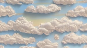 A full image of clouds with some cherubs at the sides,artistic oil painting stick