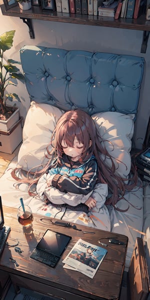girl, sleeping, gamer table