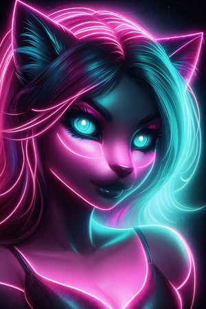 cat girl,close up,hair,neon,NeonST2