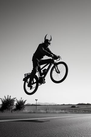 devil ride a bicycle, b&w