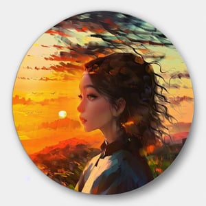 nature, sunset,Circle, 1 girl, portrait