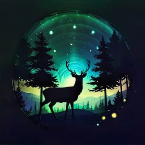 1 deer, (Circle), SoraSleepAI, night, nature
