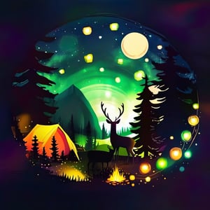 1 deer, nature, night, SoraSleepAI, Circle
