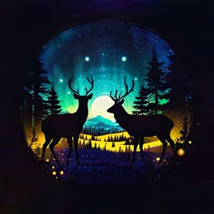 1 deer, (Circle), SoraSleepAI, night, nature