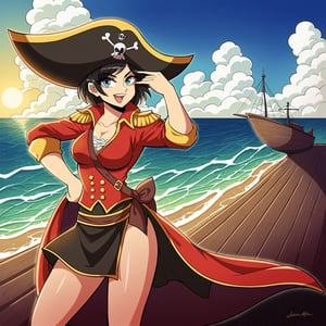 (masterpiece, best quality), insaneres, cg unity wallpaper, 8k resolution, hyperdetailed portrait, digital illustration, volumetric lighting, painting (medium), gouche, hand-drawn, (randy marsh wearing a pirate costume and pirate hat on a pirate ship in the style of south park:1.2), 2d, open mouth, short hair, black hair, bangs, moustache, (cutout animation:1.4), ocean, sea, crashin waves, Autodesk Maya,papercut, western animation, south park, randy marsh