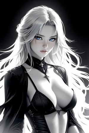 final fantasy,realistic,minimalism style,ghostly beauty, contract black and white style,  her very sexy