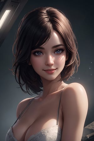 Masterpiece, best quality, (highly detailed raw photo:1.2), 8k render in octane, volumetric lighting, volumetric shadows, portrait of a woman, (reflexes:1.2), smiling