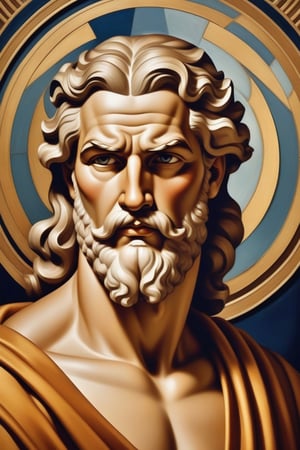 beautiful ancient Greek god Zeus,in the style of Tamara de Lempicka,art deco,retro,old fashioned