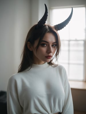 (Highest Quality, 4k, masterpiece, Amazing Details:1.1), Shallow Depth of Field, E671, lens 50mm f/2.0, wide angle picture of young 25yo submissive demon girl BREAK;  (demon horns, small acne pimples, moles, and marks:1.5), big sagging breast despite her fit body figure BREAK, seducing the photographer on a ((boidoir:1.8)) indoors session ((silhouette photography:2.5)), looking to camera while doing (weird posing:1.8), goosebumps, ultra realistic, trending on instagram, (photorealistic) (RAW Photo),old style,aesthetic portrait,inst4 style