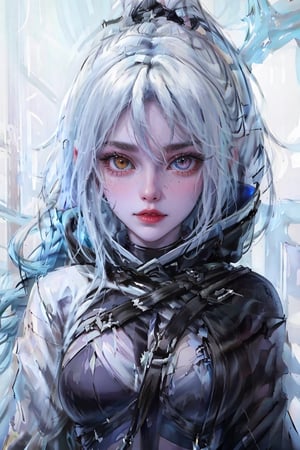 (masterpiece, top quality, best quality, official art, beautiful and aesthetic:1.2), (1girl:1.3), heterochromia, SharpEyess , ,SharpEyess,Agoon, archer, winter, blizzard