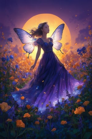 Title: "The Enchanting Dance of Heliotrope"

In a quaint garden, bathed in the soft light of a golden sunset, a young girl finds herself captivated by the vibrant beauty of a particular flowerbed. The centerpiece of this enchanting scene is the Heliotrope, a blossom that seems to possess a magical allure, drawing all who gaze upon it into its realm of wonder.

The girl, with her innocent curiosity and graceful demeanor, stands before the flowerbed, her eyes sparkling with anticipation. The Heliotrope, with its deep purple petals basking in the warm glow of the setting sun, casts a mesmerizing aura that seems to transcend the boundaries of the garden itself.

As a gentle breeze sweeps through the garden, the Heliotrope's intoxicating fragrance fills the air, creating a sensory symphony that envelops the girl's senses. The delicate petals sway in unison, as if engaging in a graceful dance that only she can perceive. The mesmerizing rhythm of the flowers' movements enthralls her, weaving a tale of beauty and enchantment.

In this moment, the girl finds herself transported into a world of imagination, where the petals of the Heliotrope transform into delicate wings, fluttering with ethereal grace. The flowerbed itself becomes a stage, adorned with vibrant hues of lavender, purple, and magenta, as if nature itself has conspired to create a dazzling spectacle.

With every step the girl takes, the Heliotrope blooms seem to respond, their petals unfurling and revealing a kaleidoscope of colors. The garden becomes a living canvas, painted with the delicate strokes of nature's brush, each petal a testament to the boundless creativity that exists within the natural world.

As the girl twirls and spins amidst the flowerbed, her presence ignites a flurry of petals, creating a whirlwind of color and movement. The Heliotrope's dance becomes a celebration of life itself, a testament to the beauty that can be found in even the smallest corners of existence.

Time seems to stand still as the girl and the Heliotrope become one, their spirits intertwined in a symphony of motion and harmony. The garden becomes a sanctuary of joy and serenity, where the ephemeral nature of life is celebrated in all its wondrous forms.

"The Enchanting Dance of Heliotrope" is a visual ode to the beauty and magic found within the simplicity of a flowerbed. It invites viewers to embrace the whimsy and wonder that can be discovered in the natural world, reminding us of the transformative power of nature's creations. Through the delicate movements of the Heliotrope and the girl's embrace of its enchantment, the artwork transports us to a realm where the ordinary becomes extraordinary, and the dance of life is celebrated with every petal that gracefully sways in the breeze.