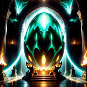 Fantastic king's chamber, huge, monstrous egg on altar, luminous egg,DonM3lv3sXL