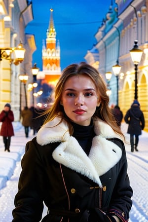 "((top-notch quality)), ((masterpiece)), ((true to life)), Render a stunning portrait of a Russian girl walking, gracefully on a snow-covered Moscow street, illuminated by the soft glow of nearby street lamps, capturing the essence of their culture and beauty at eye level, picturesque, masterpiece.",Extremely Realistic,Roman Ships,photo_b00ster,island