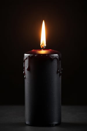 Dark background, one candle, realistic photo, high quality, dark mood, black, only black, UHD, clear details, high quality, professional, soft light, studio shot, shutterstock image quality