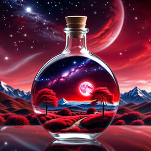 beautiful scenery nature glass bottle landscape, , RED galaxy bottle,
