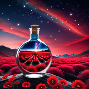 beautiful scenery nature glass bottle landscape, , RED galaxy bottle,