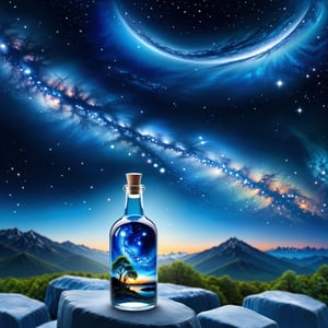 beautiful scenery nature glass bottle landscape, , BLUE galaxy bottle,