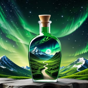 beautiful scenery nature glass bottle landscape, , GREEN galaxy bottle,