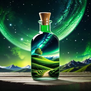 beautiful scenery nature glass bottle landscape, , GREEN galaxy bottle,
