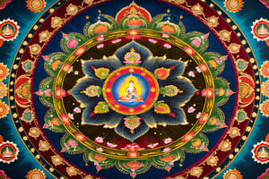 an image of A mandala One well-known type of mandala is the mandala of the "Five Buddhas", archetypal Buddha forms embodying various aspects of enlightenment. Such Buddhas are depicted depending on the school of Buddhism, and even the specific purpose of the mandala. A common mandala of this type is that of the Five Wisdom Buddhas (a.k.a. Five Jinas), the Buddhas Vairocana, Aksobhya, Ratnasambhava, Amitabha and Amoghasiddhi. When paired with another mandala depicting the Five Wisdom Kings, this forms the Mandala of the Two Realms. 