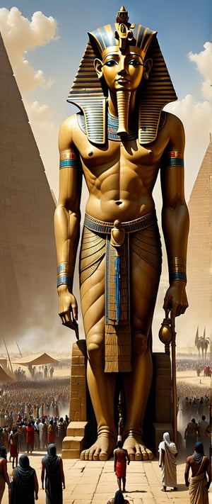 (+18) , NSFW , 
The statue of,
LUXOR in EGYPT near TEMPLE OF LUXOR: A GIANT STATUE OF THE PHARAOH RAMSES II, standing on a plength with lots of small people at the base 



, in the style of esao andrews,more detail XL,p3rfect boobs