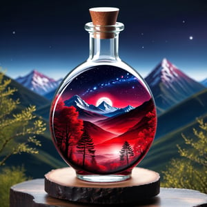 beautiful scenery nature glass ROUND bottle landscape, , RED galaxy bottle,