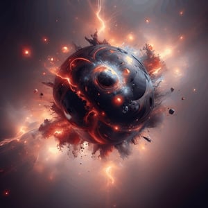 explosionmagic , staturated  , (vfx), (black background), ethereal ball form, excessive energy aura,