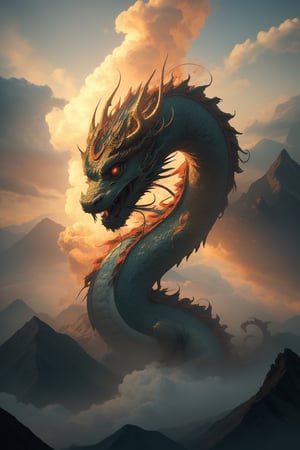 dragon-themed,dragonyear,
masterpiece, best quality, glamour shot (from above:0.6) of chinese dragon (surrounded by swirling glowing magic), heavenly, clouds, sunrise, blue flames, glowing eyes, ghostly, mountain top, kung-fu, magical, photorealistic, vivid colors, majestic, highly detailed, dynamic pose, style-swirlmagic, 