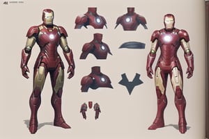 4k, concept, artbook, iron man suit, descriptions parts of armors, only top


