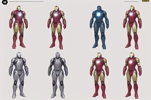 concept, artbook, iron man suit, descriptions parts of armors, only top


