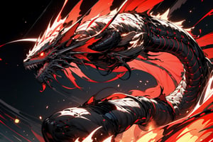 humanoid creature with the ability to throw fire with its hands, has a insect body with red details and glowing eyes, high_resolution,tartaglia (genshin impact),leviathandef