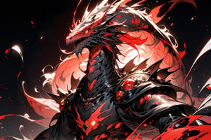 humanoid creature with the ability to throw fire with its hands, has a intricate body with red details and glowing eyes, high_resolution,tartaglia (genshin impact),leviathandef