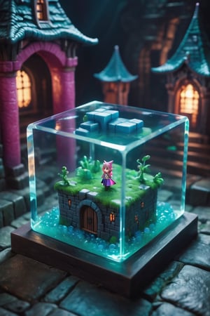 cinematic shot of a fantasy cute little GelatinousCube, dungeon in background, hkstyle, HD, masterpiece, best quality, hyper detailed, ultra detailed, super realistic