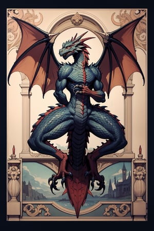 medieval style, dragon, vertical (symmetry:0.4),