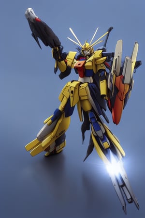 Gundam, mecha, holding weapon, war, glare, vivid light