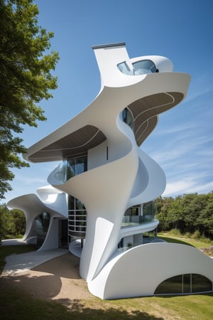 exterior futuristic house, smooth form,
