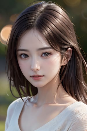 Best quality, raw photo, masterpiece, 4k, 8k, ultra high resolution, Top Quality, (Reality: 1.4), (Ultra Realistic), (photorealistic:1.4), Professional photograph of beautiful japanese 1girl, 20yo, High Dynamic Range, photon mapping, radiosity, physically-based rendering, cinematic lighting, high contrast, automatic white balance, professional color grading, depth of fields, (bokeh:1.4),  low key, details exquisitely rendered in the face and skin texture,detailed face, clean collarbone, narrow waist, a small face, (fair skin:1.2), face only, front-view,  looking at viewer, dynamic pose, brown long hair, detailed face, alluring face, collared shirt, medium breasts, detailed background,  ray tracing,  
