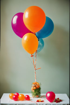 photo orange balloons, taken on a hasselblad medium format camera
