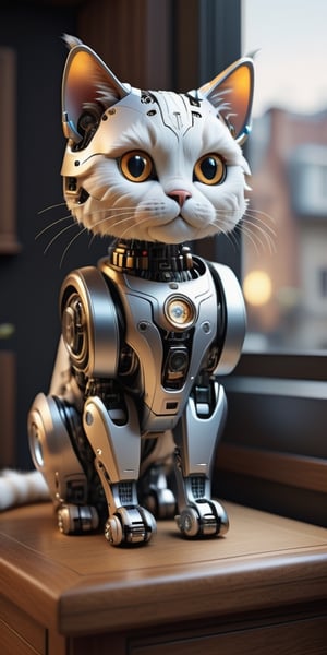 ((best quality)), ((masterpiece)), ((ultra-detailed)), extremely detailed CG, (illustration), ((detailed light)), (beautiful detailed robotic cat ),Leonardo Style,more detail XL