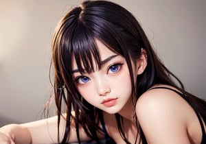 sweet anime girl with beatiful eyes