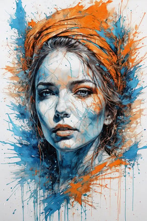 Beautiful Woman, blue and orange, Carne Griffiths, abstract art