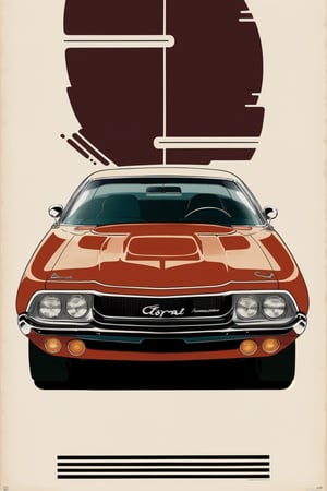 poster of a car,Cassandre style,minimal vector, muscle car, Ford Torino ,car, 1970 Ford Torino GT, 