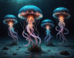 dark shadow bioluminescent jellyfish