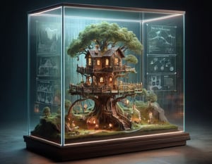 display case for a fairytale treehouse village 