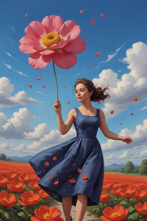solo,dress,(flower:1.3),Petals drifting from the sky,hair bun, happy,the sky,In a bright scene,In the cloud, on the cloud, Dynamic angles,dynamic poses,random actions,(best quality),(realistic medium, photo realism:1.3),(masterpiece:1.3),,<lora:659095807385103906:1.0>